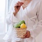 Корзина плетёная бамбук, d=13xH9.5/28 см натуральный - Фото 2