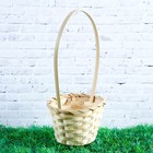 Корзина плетёная бамбук, d=13xH9.5/28 см натуральный - Фото 3