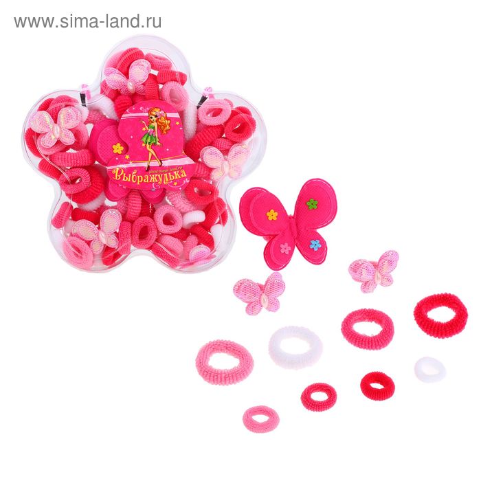 набор для волос "Выбражулька" "Цветок" розовый 82 шт 15,5*15,5*2,5 см - Фото 1