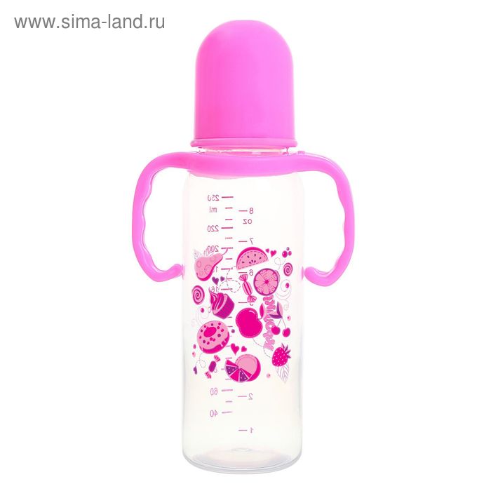 Бутылочка для кормления «Сладость» с ручками, 250 мл, от 0 мес., цвет розовый - Фото 1
