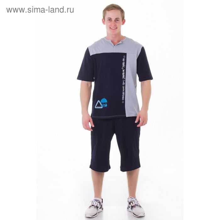Пижама мужская (футболка, бриджи) М-555-09 серый, р-р 54 - Фото 1