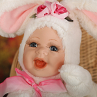 Кукла коллекционная керамика "Малыш в костюме зайчика" сидит 32 см - Фото 5