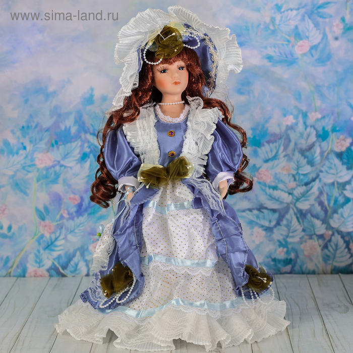 Кукла коллекционная Клара в синем патье 40 см - Фото 1