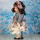 Кукла коллекционная керамика "Мила в сером жакете и с мишкой" 50 см - Фото 3