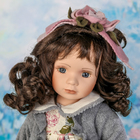 Кукла коллекционная керамика "Мила в сером жакете и с мишкой" 50 см - Фото 5