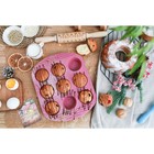 Форма для выпечки Доляна «Сладости. Круг реб», силикон, 27×22×3 см, 9 ячеек (6×6×3 см), бордовая - Фото 7