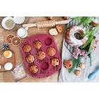 Форма для выпечки Доляна «Сладости. Круг реб», силикон, 27×22×3 см, 9 ячеек (6×6×3 см), бордовая - Фото 8