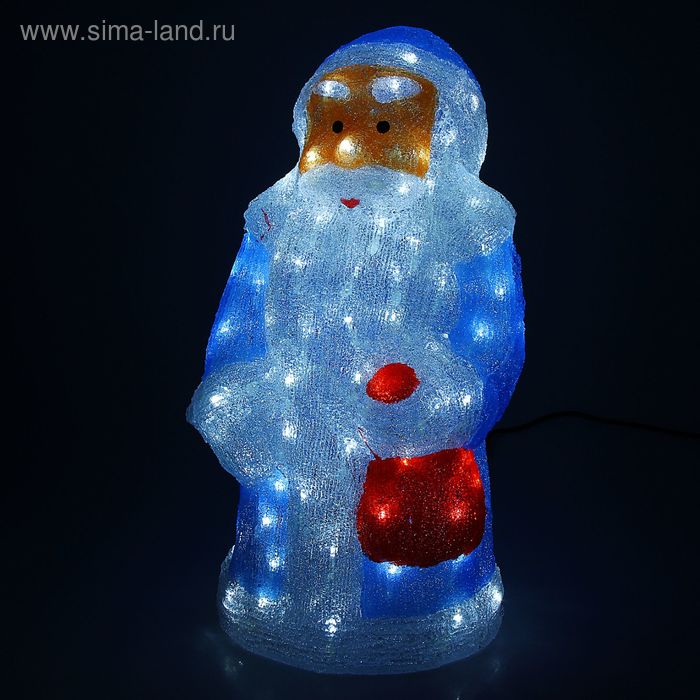 Фигура акрил. "Дед мороз" 35х31х66 см, 100 LED, 8 режимов, 220V, БЕЛЫЙ - Фото 1