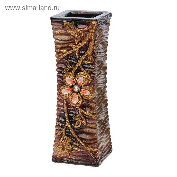 ваза керамика 30 см жемчужный цветок коричневые (3 вида) - Фото 1