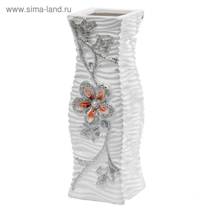 ваза керамика 30 см жемчужный цветок белые (3 вида) - Фото 1