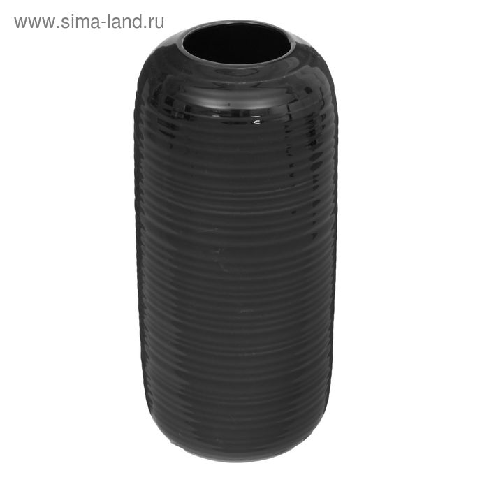 ваза керамика глянец цветной тонкая полоса черный 23*9 см - Фото 1