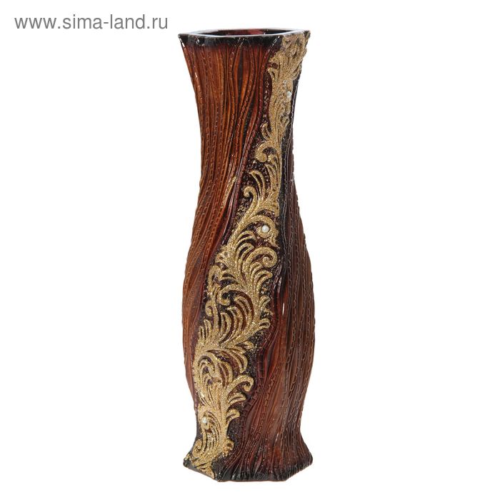 ваза керамика напольная 60 см жемчужный пояс коричневая круглая - Фото 1