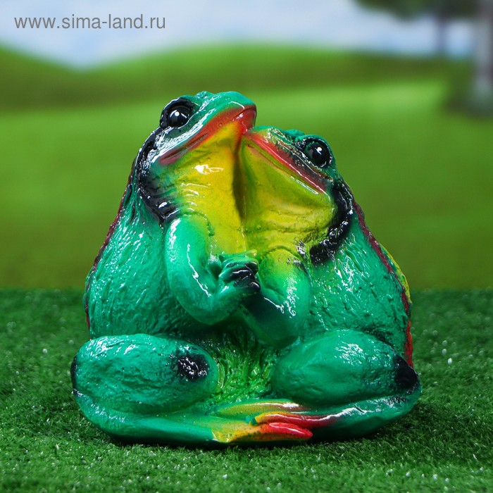 Садовая фигура "Лягушки", зелёный цвет, 20 см - Фото 1