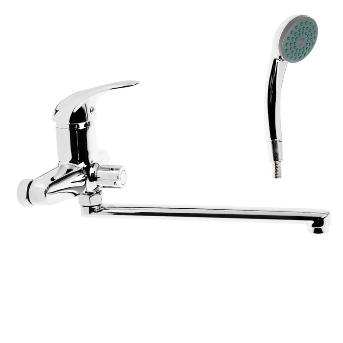 Смеситель для ванны Accoona A7140, однорычажный, излив 300 мм, с душевым набором, хром - Фото 1