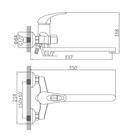 Смеситель для ванны Accoona A7140, однорычажный, излив 300 мм, с душевым набором, хром - Фото 8