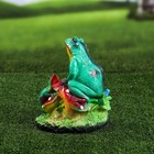Садовая фигура "Лягушки на грибе", зелёная, гипс, 21 см - Фото 3