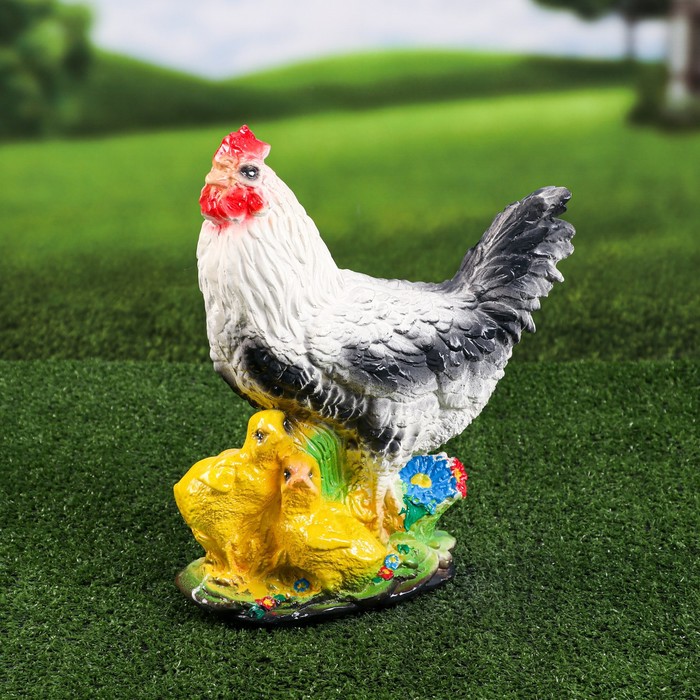 Садовая фигура "Курица", белый цвет, гипс, 14х26х32 см, микс - Фото 1