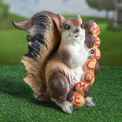 Садовая фигура "Белка Welcome", коричневая, 24 см