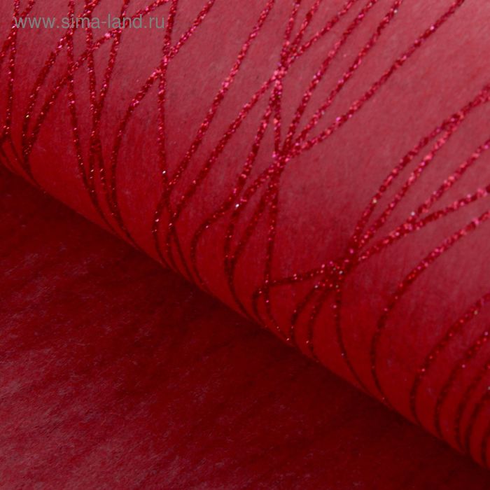 Фетр с рисунком "Полоски” красный 50 см х 10 м - Фото 1