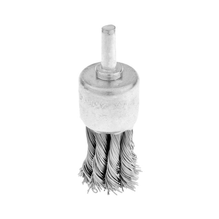 Щетка металлическая для дрели ТУНДРА, со шпилькой, крученая проволока, "чашка", 25 мм - Фото 1