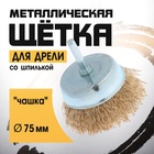 Щетка металлическая для дрели ТУНДРА, со шпилькой, «чашка», 75 мм - Фото 1