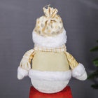 Мягкая игрушка "Снеговик - длинные ножки" сидит 35,5 см золото с белым - Фото 5