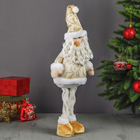 Мягкая игрушка "Дед Мороз - длинные ножки" стоит 40,5 см золото с белым - Фото 2