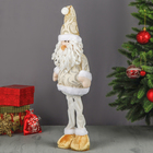 Мягкая игрушка "Дед Мороз - длинные ножки" стоит 40,5 см золото с белым - Фото 3