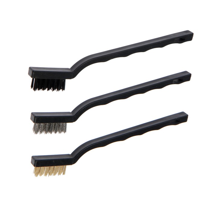 Набор щеток металлических ручных ТУНДРА, пластиковые рукоятки, малые, 3 шт. - Фото 1