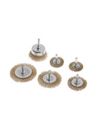 Набор щеток металлических для дрели ТУНДРА, плоские 40-50-65-75-100 мм, чашка 50 мм, 6 шт. - Фото 3