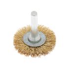 Щетка металлическая для дрели ТУНДРА, со шпилькой, плоская, 40 мм - Фото 3