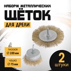 Набор щеток металлических для дрели ТУНДРА, плоская 100 мм, чашка 75 мм, 2 шт. - фото 322299568