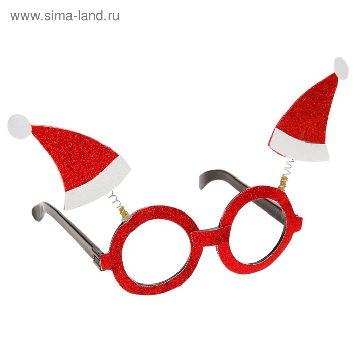 Карнавальные очки "Новогодние", красная оправа - Фото 1