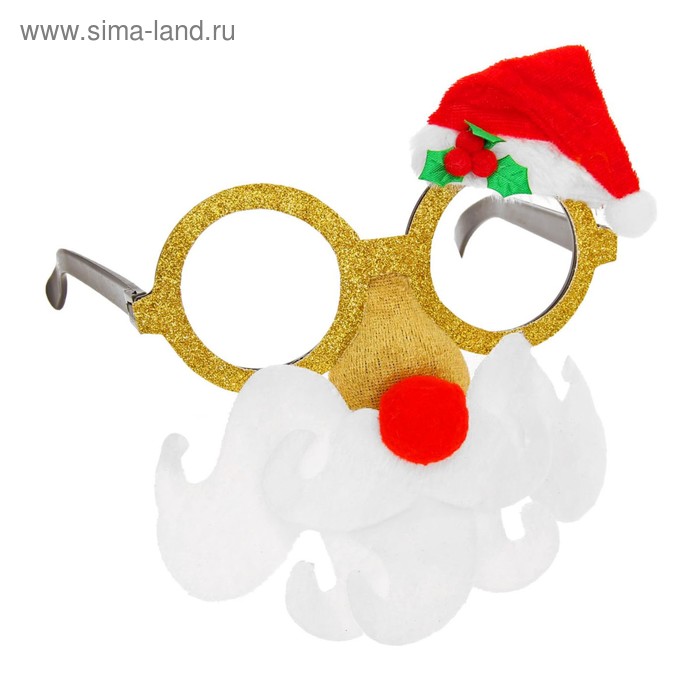 Карнавальные очки «Дед Мороз», красный нос - Фото 1