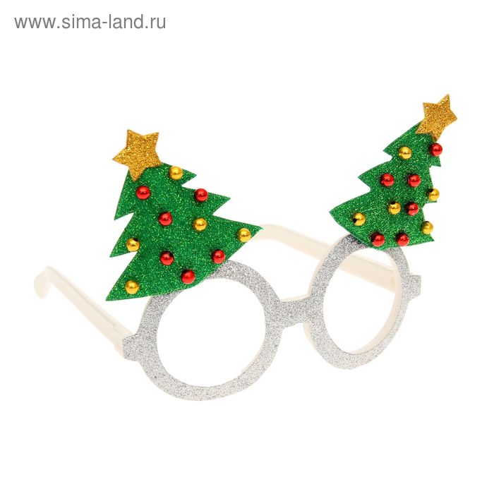 Карнавальные очки "Новогодние" с ёлками - Фото 1
