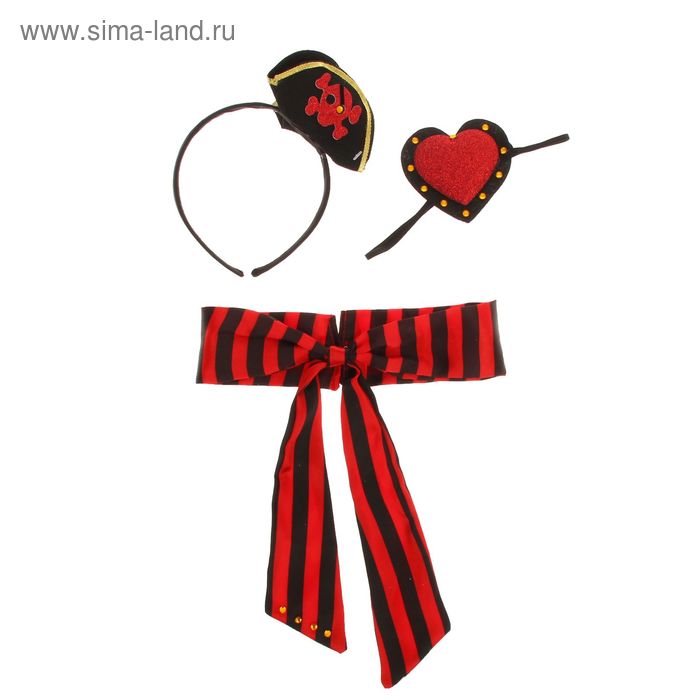 Карнавальный набор "Пират", 3 предмета: ободок, наглазник, галстук - Фото 1