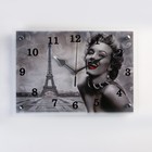 Часы-картина настенные, интерьерные "Мэрилин Монро в Париже", бесшумные, 25 х 35 см - фото 317869787