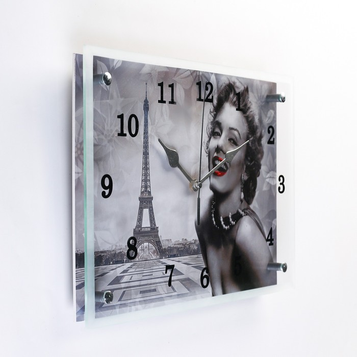 Часы настенные, серия: Город, "Мэрилин Монро в Париже", 25х35 см - фото 1905345790