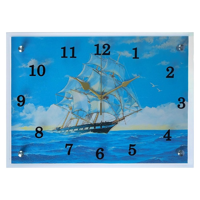 Часы-картина настенные, серия: Море, "Парусник", плавный ход, 25х35 см - фото 1905345799