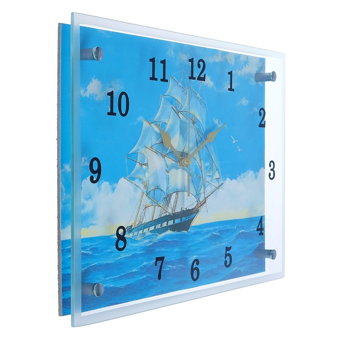 Часы-картина настенные, серия: Море, "Парусник", плавный ход, 25х35 см - фото 1905345800