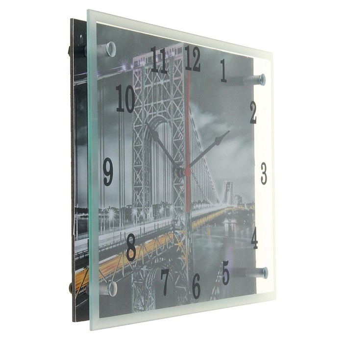 Часы-картина настенные, серия: Город, "Мост подвесной", 25х35  см - фото 1905345813