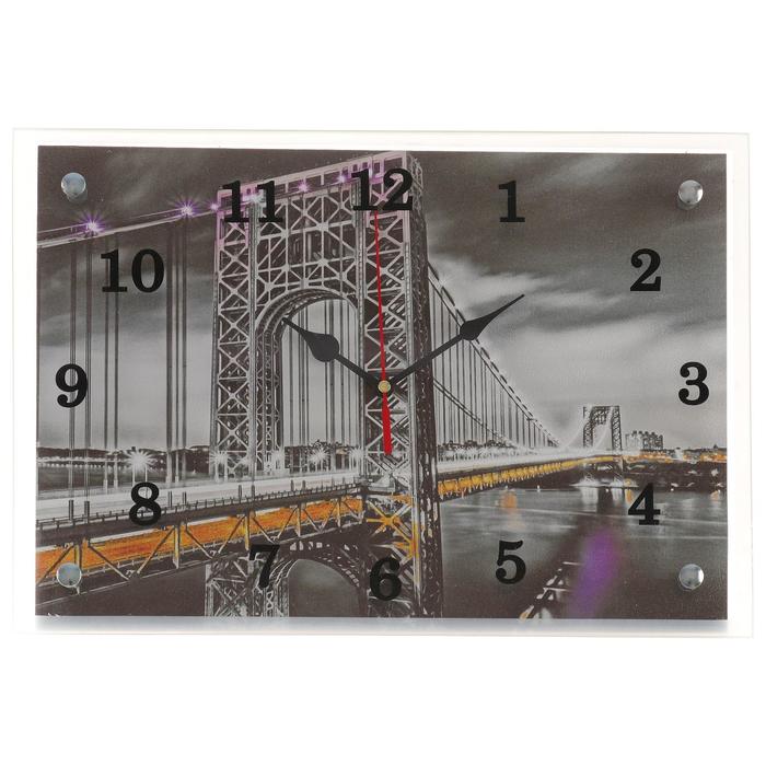 Часы-картина настенные, серия: Город, "Мост подвесной", 25х35  см - фото 1905345817