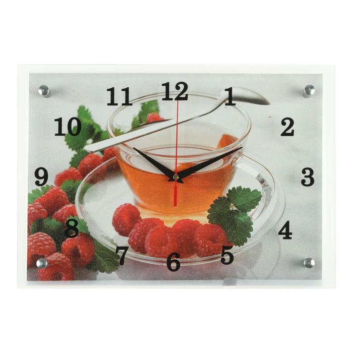Часы-картина настенные, серия: Кухня, "Чай с малиной", 25х35 см - фото 1905345827