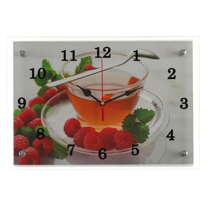 Часы-картина настенные, серия: Кухня, "Чай с малиной", 25х35 см - фото 1905345828