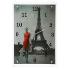 Часы-картина настенные, серия: Город, "Девушка в красном платье в Париже" 25х35 см - фото 9943228