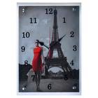 Часы-картина настенные, серия: Город, "Девушка в красном платье в Париже" 25х35 см - фото 9943229