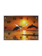 Часы-картина настенные, интерьерные "Дельфины на закате", бесшумные, 25 х 35 см - Фото 1