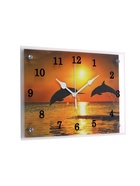 Часы-картина настенные, интерьерные "Дельфины на закате", бесшумные, 25 х 35 см - Фото 2