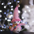 Игрушка световая "Снеговик в пальто" (батарейки в комплекте) 8х20 см, 1 LED, RGB, РОЗОВЫЙ - Фото 2