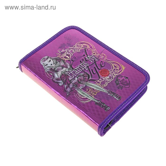 Пенал 1 секция 140*200 мм, с наполнением, Ever After High фиолетовый - Фото 1